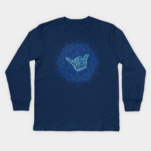 Boho Hang Loose Mandala - Blue Kids Long Sleeve T-Shirt